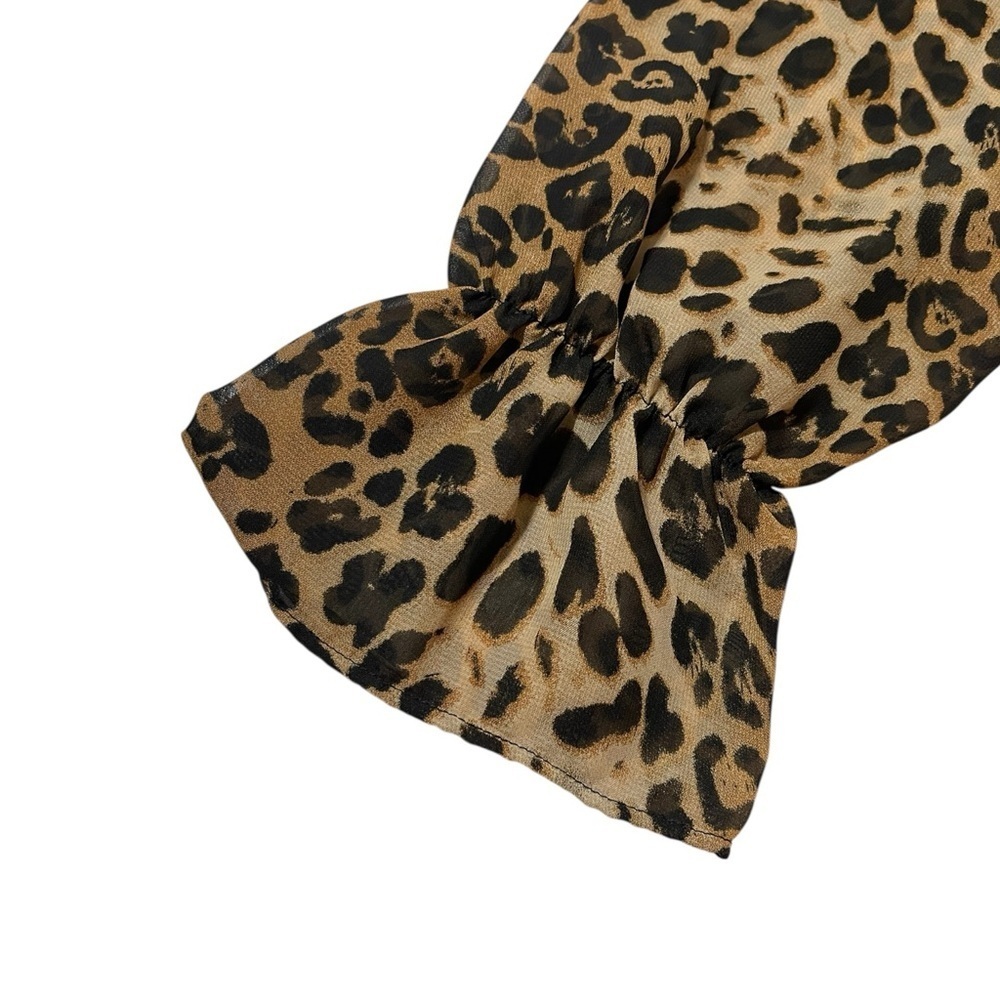 BELLE BY KIM GRAVEL CHIC SHEER LEOPARD PRINT SLEEVES TOP SZ SM EUC - Picture 7 of 11